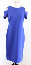Calvin Klein Solid Royal Blue Cold Shoulder Scuba Sheath Dress Size 6 Career