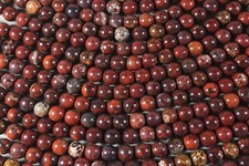 DARK RED POPPY JASPER 10MM ROUND BEADS 16" STRAND