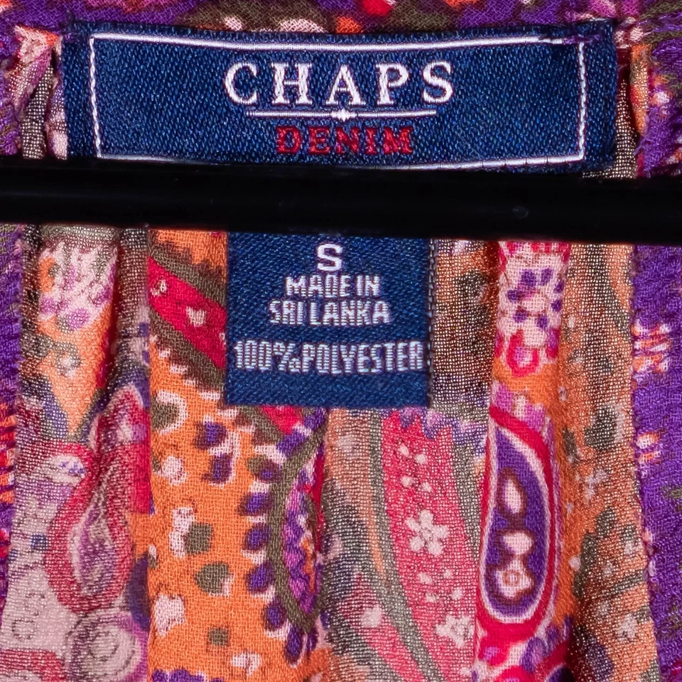 Blusa para mujer Chaps Ralph Lauren floral cachemira manga 3/4 boho campesina S Foto 3 de 4