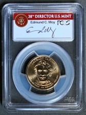 NQC Mint Error 2009 $1 Zachary Taylor w/ Moy Sign., Missing Edge Lettering MS65