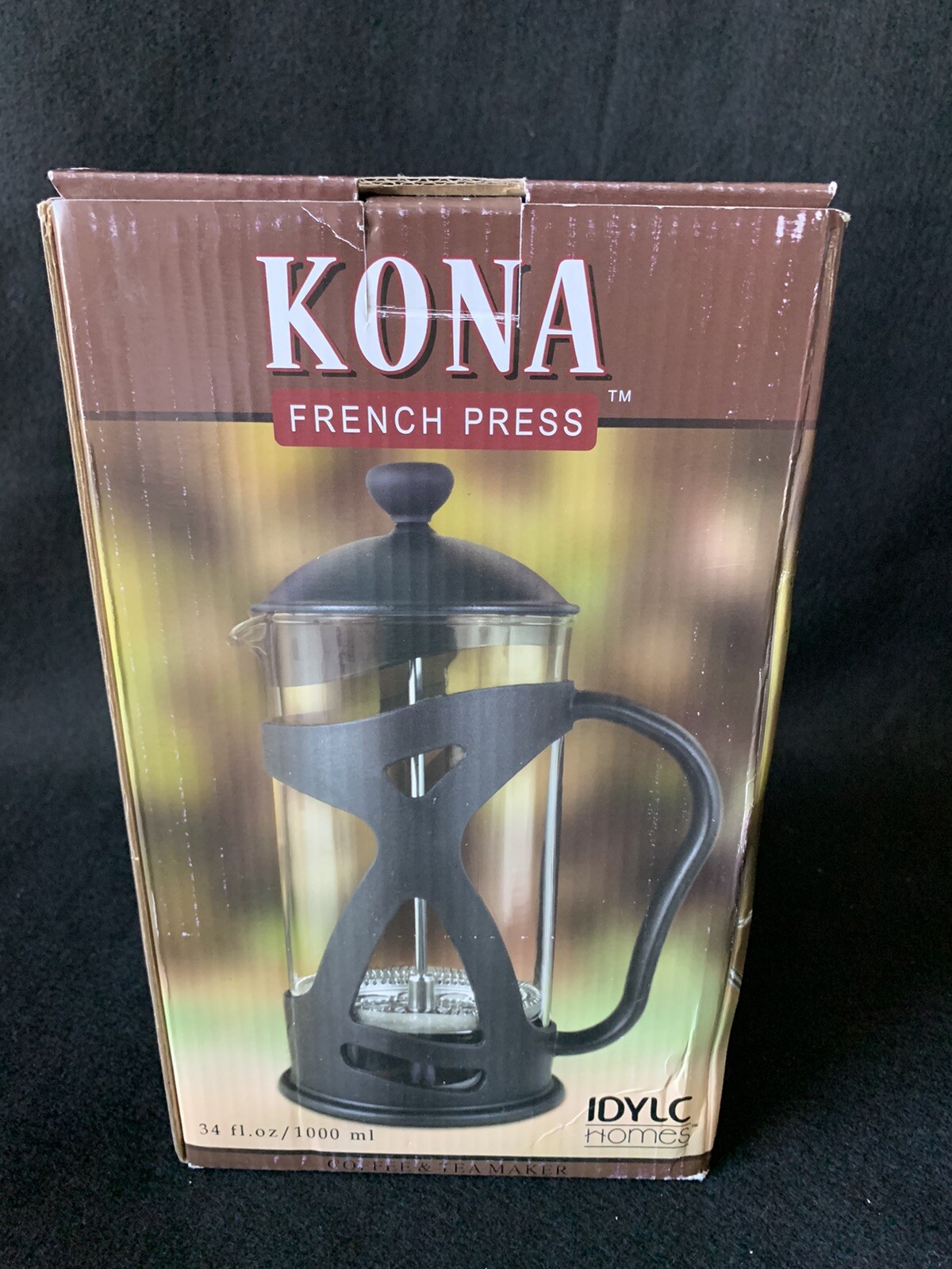 Kona French Press IDYLC HOME Coffee & Tea 34 FL OZ / 1000 ML NEW IN BOX