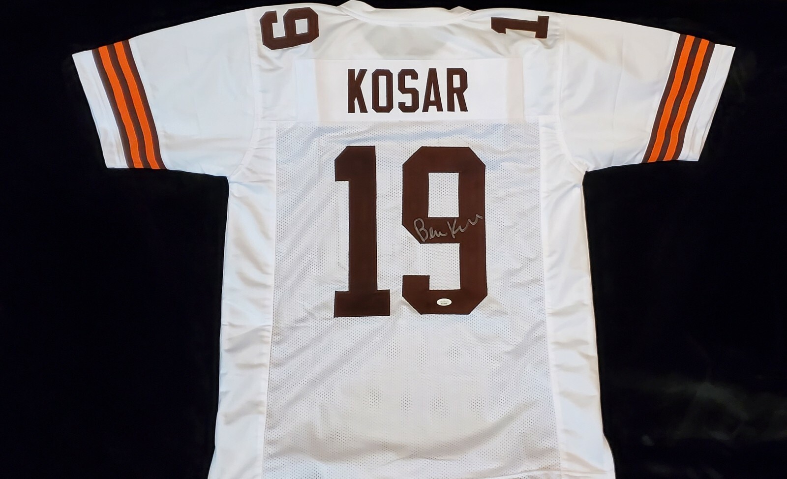 Bernie Kosar Autographed Signed Cleveland Browns White Football Jersey (JSA) 