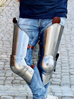 Medieval Steel Leg Armour Forged Knight Leg Set Cosplay Legs Bracers Leg Guard