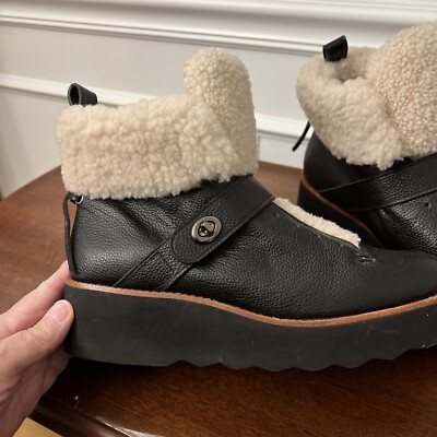 Coach Shearling Boots Urban Hiker Leather Turnlock Platform