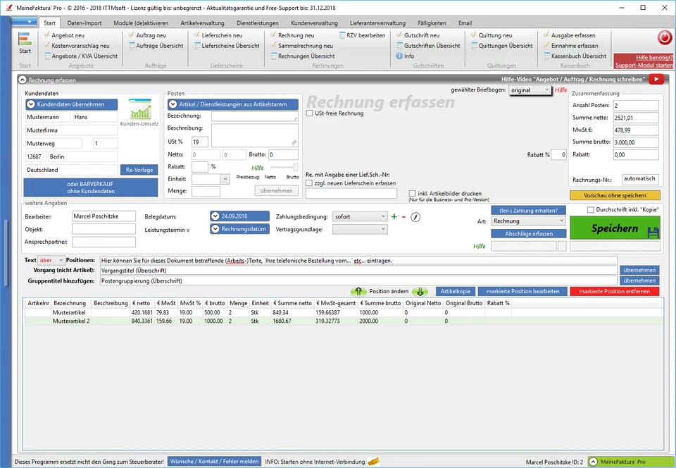 E-Rechnung Rechnungsprogramm Rechnungssoftware Rechnungswesen Meine Faktura 365 - Bild 4 von 4