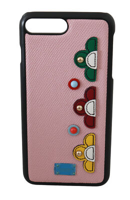 DOLCE & GABBANA Phone Case Pink Leather Multicolor Patch iPhone 7 Plus RRP $400