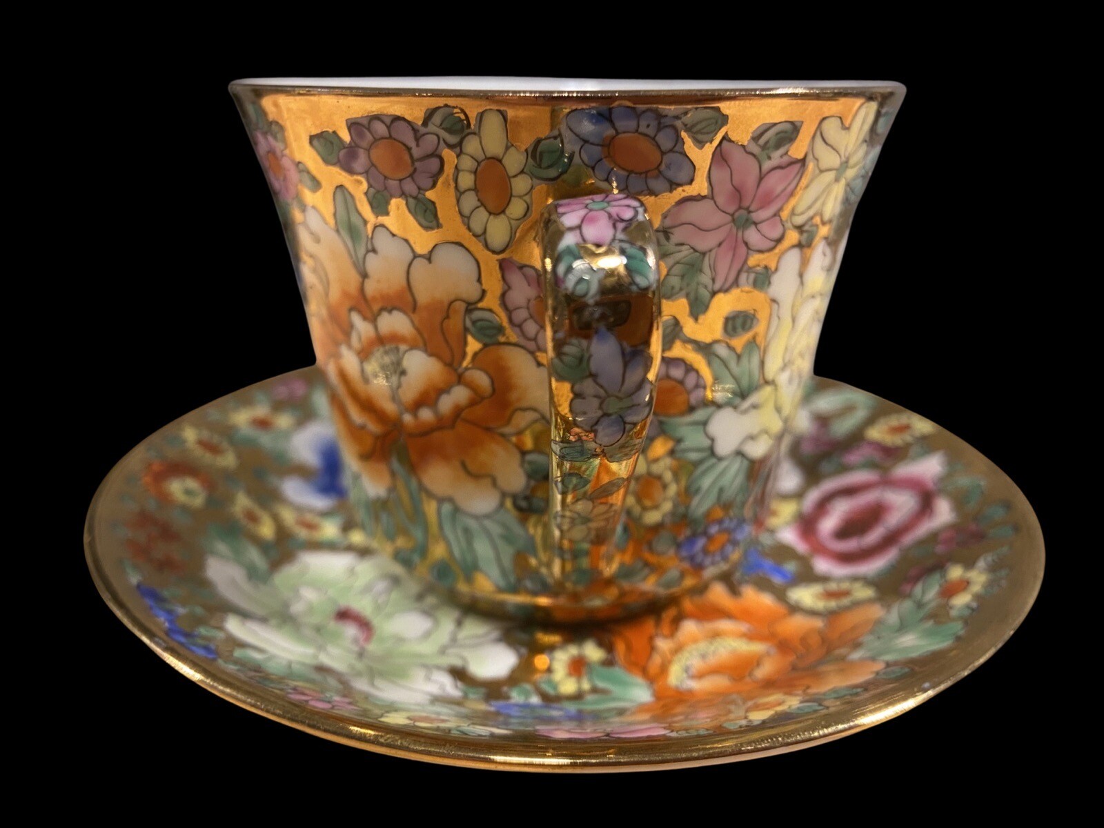 Chintz MilleFleurs Floral Chinese Set -Tea Cup & Saucer Maker Mark Set of 5 VGC