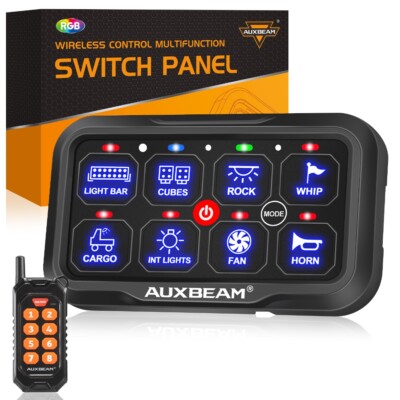 AUXBEAM RC-800 RGB 8 Gang Switch Panel Remote Control LED Light Bar Relay System