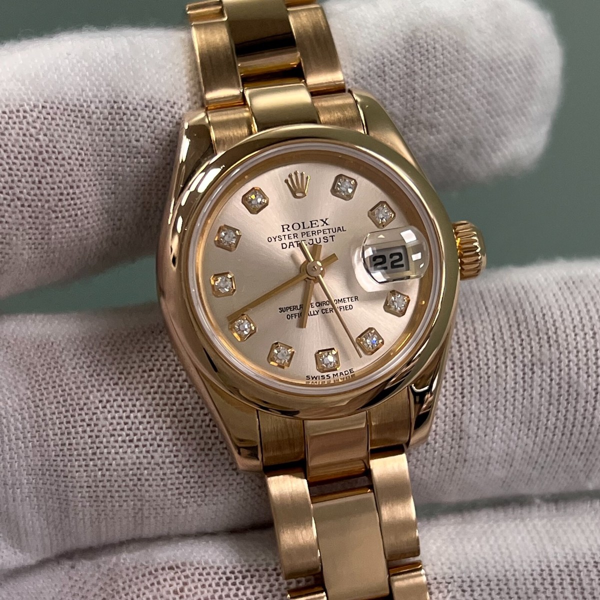 Rolex Ladies Datejust 179165 Factory Pink Diamond Dial 18K Rose