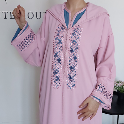 Robe Maxi Abaya Takchita Orientale - Violet Pailleté, Longueur Sol, Polyester, Neuve
