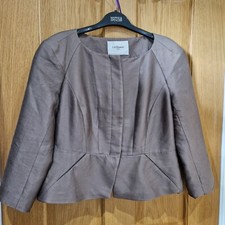 LK Bennet Jacket Button up front UK14 Silk / Wool Taupe Colour