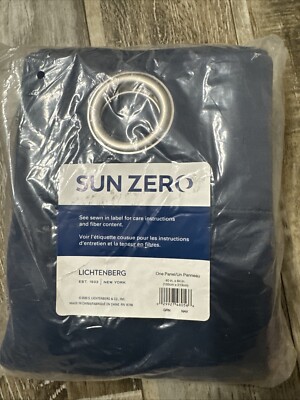 SUN ZERO Lichtenberg One curtain Panel 40  X 84  Navy Grommet GRN New