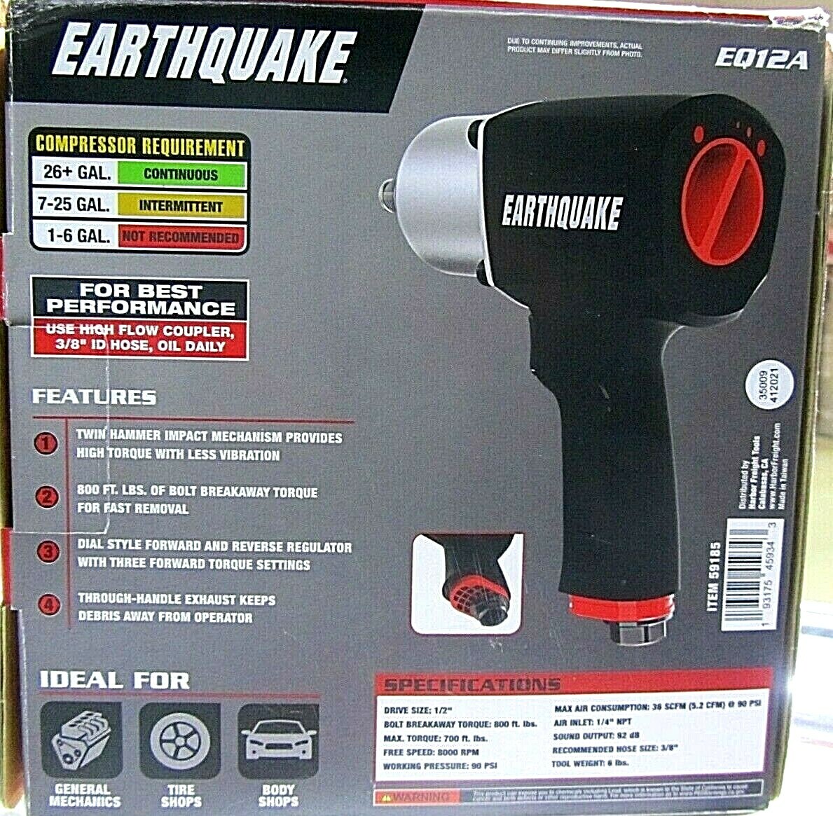 Earthquake Xt Harbor Freight Impact Gun Electric Xt 20v Earthquake