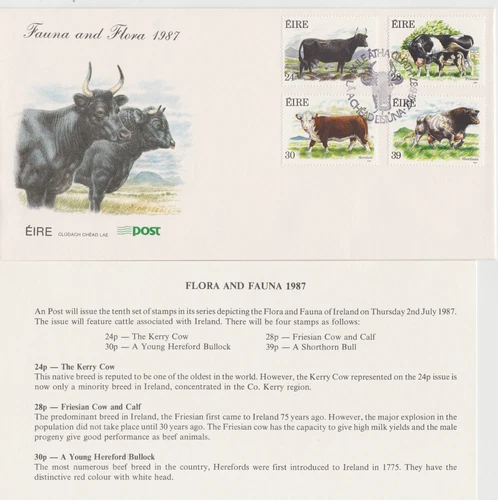 IRELAND, Scott #691-694 on Illustrated Unaddressed FDC, Issued 7/2/87