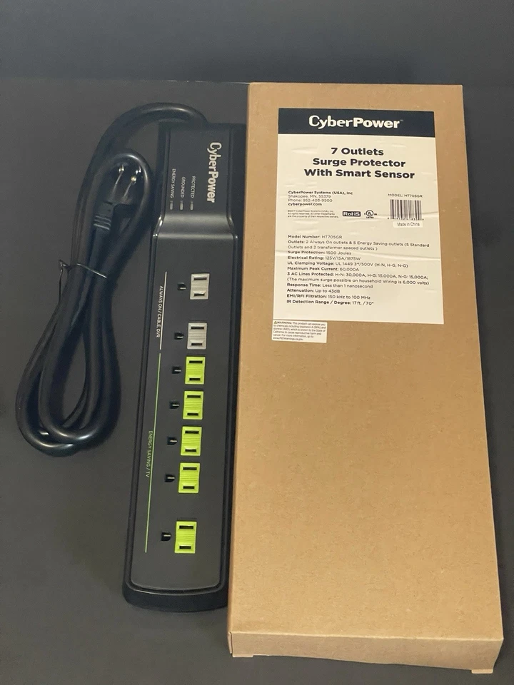 2 CyberPower Tier 2 Advanced Power Strip SurgeProtectors w/Smart Sensor HT705GR - Image 2 of 4