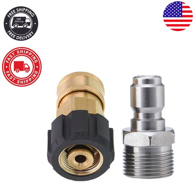 #ad M22 14mm Quick Connect Kit for Pressure Washers Effortless Robust 5000 PSI $23.99