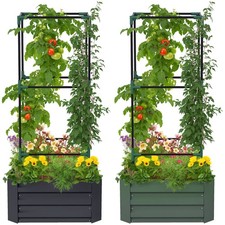 Outsunny Hochbeet mit Rankhilfe, Blumenkasten mit Offenem Boden, Stahl