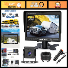 7" AHD 1080P Truck RV Backup Camera System - Waterproof Wired Reverse Monitor, D