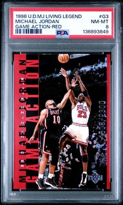 1998 UD MJ LIVING LEGEND GAME ACTION RED #G3 MICHAEL JORDAN 1806/2300 PSA 8