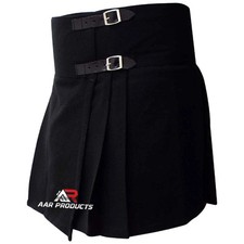 Women Kilt Tartan Scottish Pleated Black Billie Kilts Skirts Size US 24/UK 44"