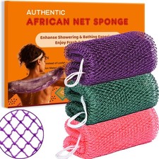 African Net Sponge Authentic, 3 Pieces African Exfoliating Net Sponge Body Ba...