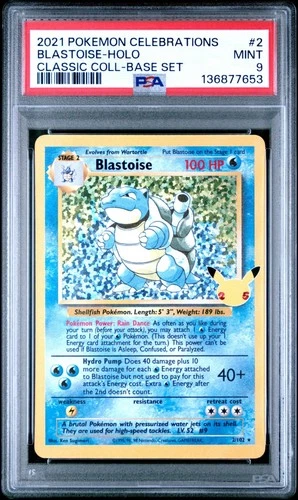 Pokemon TCG Blastoise 2/102 Celebrations Classic Collection PSA 9