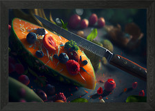 Fruit plate with berries Framed Wall Art Poster Canvas Print Picture