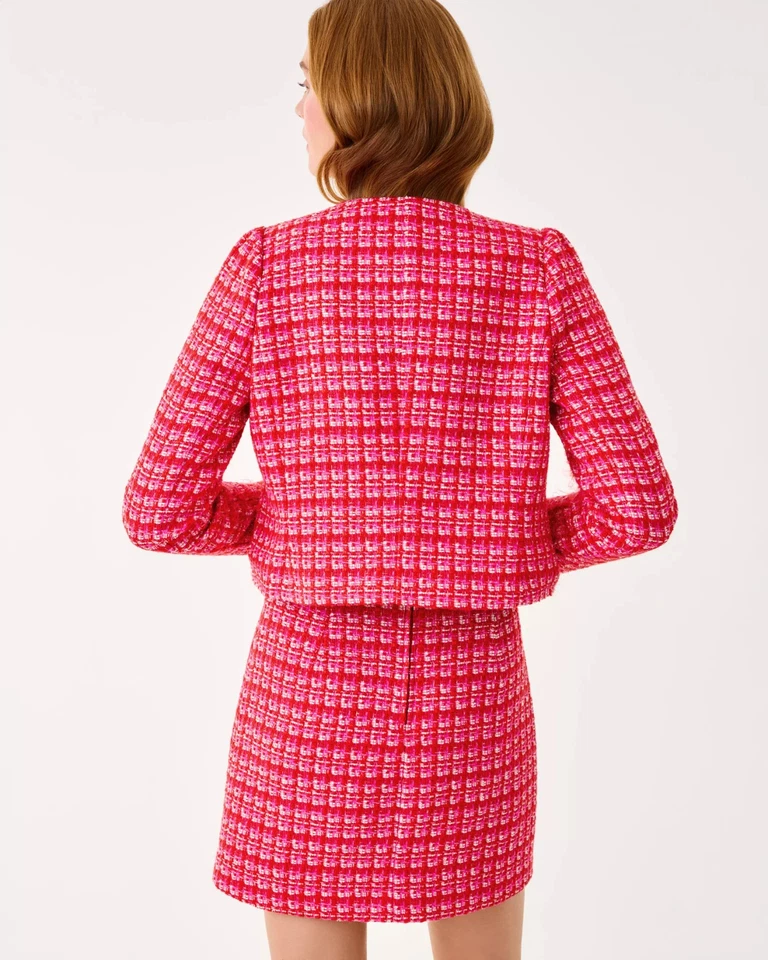 Jaqueta Lilly Pulitzer Kimia Boucle vermelha cranberry Fiesta Boucle, escolha o tamanho. - Imagem 3 de 4