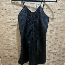 Vintage Victorias Secret Gold Label Elegant Black Satin Slip Dress Size Small