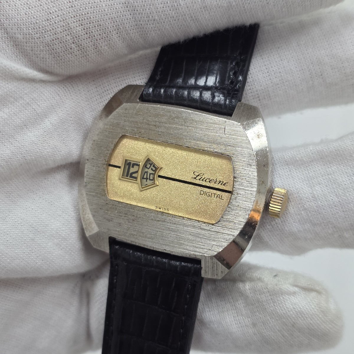 Vintage Lucerne Jump Hour Mens Retro Watch Digital Swiss Vintage Lucerne Jump Hour Mens Retro Watch Digital Swiss