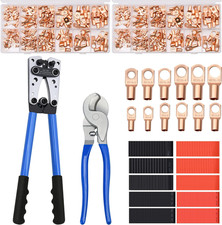 Battery Cable Wire Lug Crimping Tool Kit with 340Pcs Copper Wire Lugs, Wire Crim