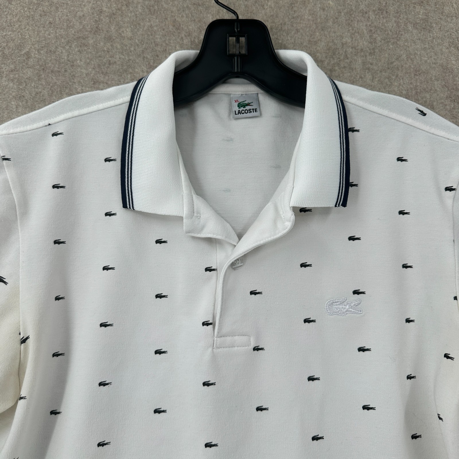 Lacoste Classic Fit Boys XL White All Over Croc Print Tennis Polo thumbnail 4