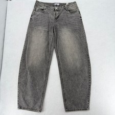 Refuge Denim Barrel Jeans Grey High Rise Rela...