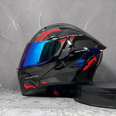 Full Face Flip Up Motorcycle Helmet Modular Integrated Motorbike Dual Visor DOT