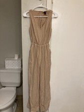 Women's Linen V-neck Jumpsuit Universal Thread Tan Size XS