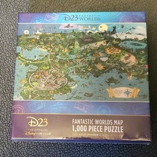 NEW DISNEY D23 GOLD EXCLUSIVE FANTASTIC WORLDS MAP 1000 PIECE JIGSAW PUZZLE
