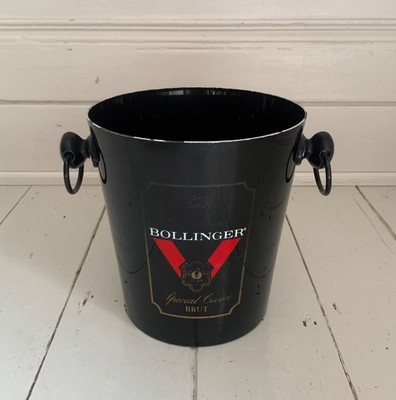 Vintage französischer Bollinger schwarz lackierter Metall Champagner Eiskübel Kühler
