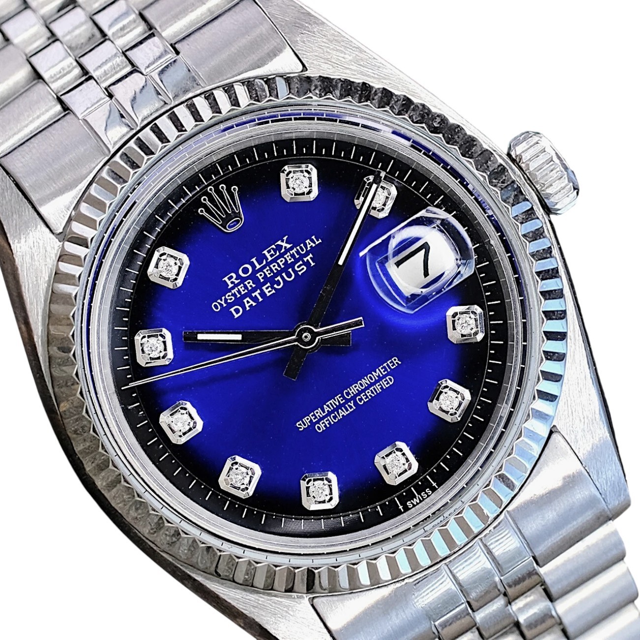 Rolex Datejust Gold Bezel Blue Vignette
