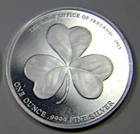 NEW  - 2015 ASSAY OFFICE OF IRELAND 1 OZ .9999 FINE SILVER CLOVER ROUND stunning