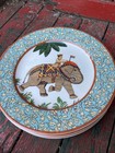 4 World Market Voyage ELEPHANT 8.75" Salad Snack Plate Earthenware Portugal Boho — photo 1