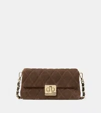 Kate Spade Carey Quilted Suede Mini Crossbody Bag In Hot Fudge