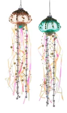 Kurt Adler 12in Multi Color Jellyfish Hanging Ornaments Set of 2