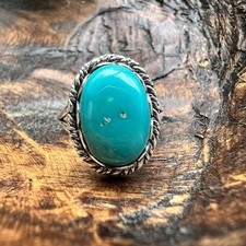 925 Sterling Silver  Kingman Turquoise Ring Size 8  Southwestern  Bohemian