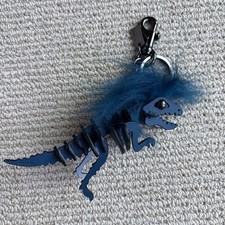 Coach Rexy Bag Charms - Leather Fur Mohawk Blue Dinosaur