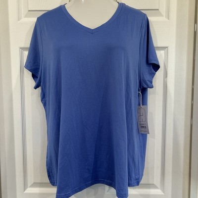 Fit Collective Soft V Neck Plus Size 3X Blue Shirt Top Casual Fitness Stretch