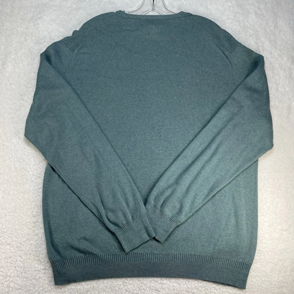 Calvin Klein Sweater Mens Sz L Green V Neck Pullover Cotton Blend - Image 2 of 4
