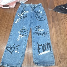 cute Graffiti Jeans Size Small Good And Cute For 8 To 10-Year-Olds