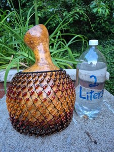 Custom Shekere (Gourd): Smokey Caramel Burst