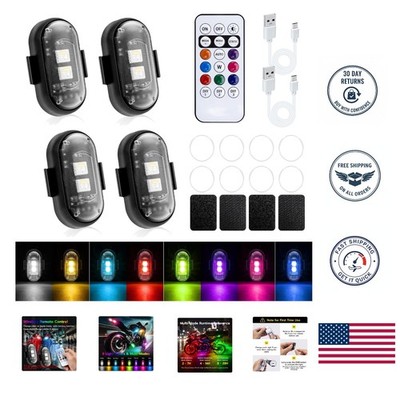 USB Waterproof Magnetic LED Strobe Warning Lights with Remote - 8 Vibrant Colors