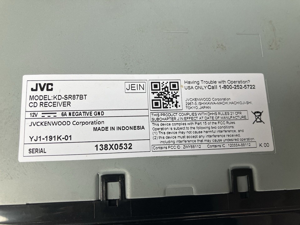 JVC KD-SR87BT Bluetooth CD Car Stereo with USB Port – AM/FM Radio | eBay